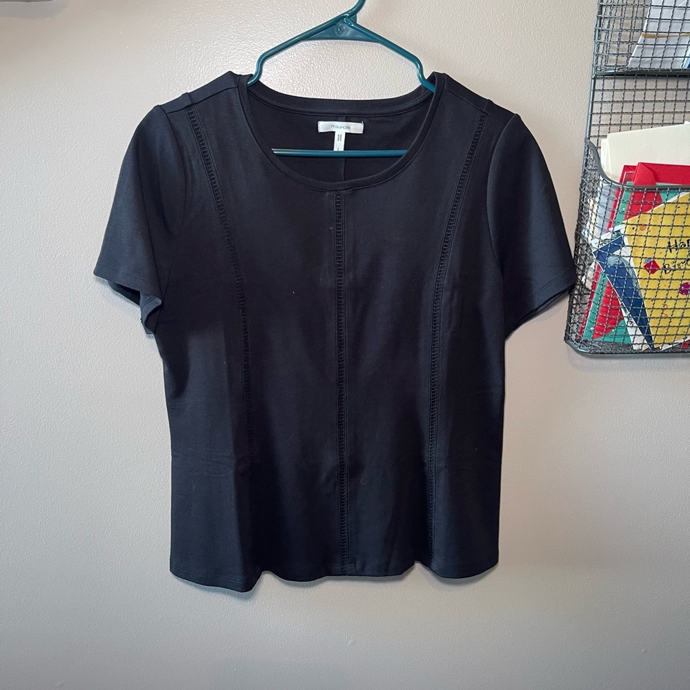 Maurices Black Short-Sleeve Scoop Neck Top